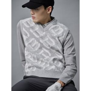 [24FW]남성 모노그램 V넥 니트 베스트  그레이