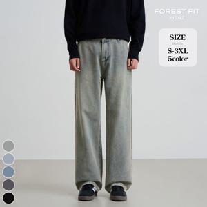 [브리치]  맨즈 / 남성 밴딩 워싱 세미와이드 청바지 (MJ2516)