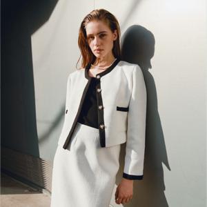 [정가151000] 모던 셋업 라인 배색 트위드자켓 VJJAX7141