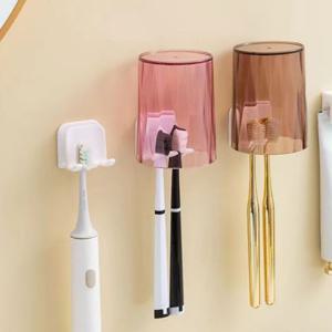 심플 부착식 양치컵 칫솔 꽂이 걸이 2개입 면도기꽂이 칫솔꽂이 칫솔거치대 면도기거치대