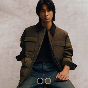 [롯데백화점]남자 가을 코듀로이 카라 경량 다운 퀼팅 자켓 074930