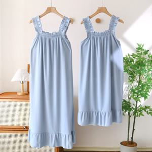 [브리치]  / 자체제작 롱 빅사이즈 추가 찰랑 소재 프릴 나시 여름 원피스 잠옷