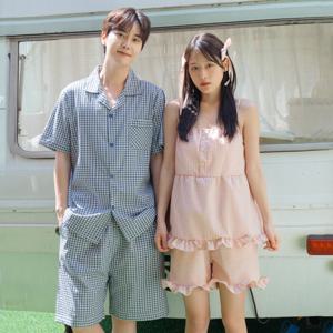 [브리치]  / 빅사이즈 추가)BP커버 브라캡 내장 여름 커플 잠옷 나시 민소매 파자마