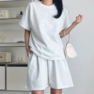 [브리치]  / 데일리 무지 오버핏 반팔티 반바지 셋업