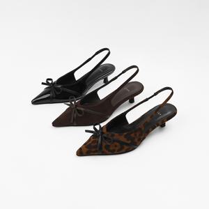 신난다슈 여성 슬링백 힐 4cm 여자 리본 스틸레토 슬링백 구두 펌프스 ST251103