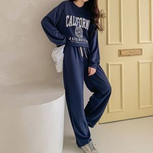 [브리치]  / 캘리포니아 나염 박시 맨투맨 일자 트레이닝 팬츠 set  플러