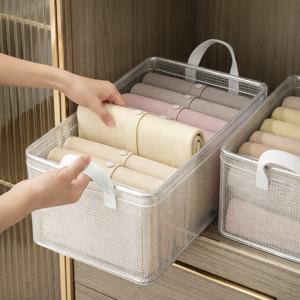 [1+1+1] 클린메쉬 접이식 철제 투명 리빙박스 세척가능 수납정리함 26L