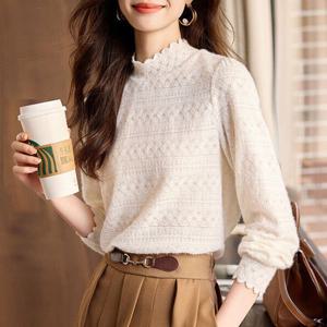 [하프클럽] 기모레이스블라우스 mde2301735