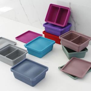 2구 실리콘 용기 냉동 냉장 정리 반찬 소분 도시락통 실리콘도시락 냉장고정리용기 실리콘그릇