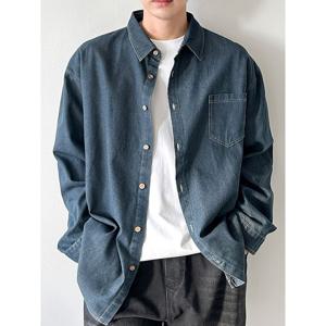 [하프클럽] M데님 오버핏 셔츠 낙낙 예쁜 루즈함 데일리 캐주얼 커플룩 청남방 빅사이즈까지