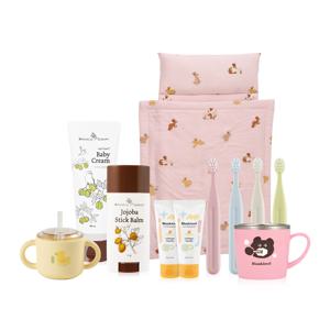 어린이집 첫 입학준비 풀세트((모달&인견 낮잠이불)+(치약 2EA+칫솔 4p+양치컵)+빨대컵+베이비 크림 200ml+호호바스틱밤)