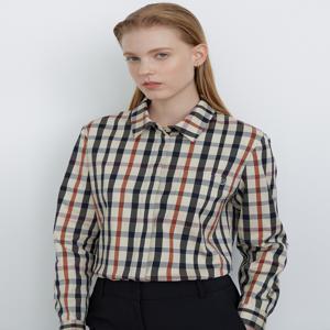 닥스 여성 [[24FW]] DLSH4DE81W3 [가격인하][면] 브라운 체크 히든버튼 긴소매 셔츠