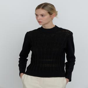 닥스 여성 [[24FW]] DLTS4D909BK [가격인하][울100%] 블랙 패턴 긴소매 모크넥 티셔츠