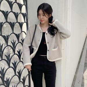 [정가239,000]단작 배색 헤어리 니트 자켓 OK5WD9500