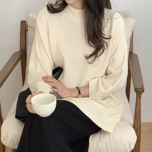 [브리치] 10가트 / 1409 보드라운 루즈핏 반폴라 목폴라 롱 니트 가을 겨울