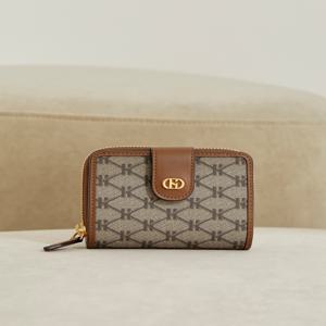 헤지스 액세서리 [[26SS]] HIWA6E835W1 [헤리아토] H장식 브라운 시그니처 패턴 가죽 반지갑 (지