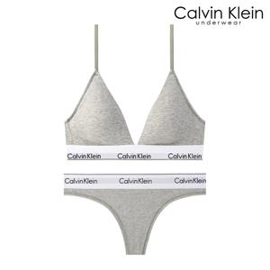 CK 여성 아이콘 코튼 트라이앵글 브라렛+티팬티 세트 QF8498+QF8518 GREY