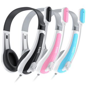 TGIC TGH-6000M 유선 헤드셋 헤드폰 컴퓨터 PC 노트북 긴 마이크 추천 가성비 어학용 인강용 게임 게이밍 배그 콜센터 가벼운 귀안아픈 부드러운쿠션 3.5mm AUX