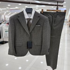 남자 가을겨울 브라운 체크 면접 예복 혼주 115 빅사이즈 턱시도 정장 수트 양복 세트