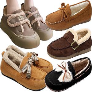 모카신 털 여성 단화 로퍼 플랫슈즈 겨울 털신 방한화 기모안감 스웨이드 퍼 신발 슬립온 소가죽 여자