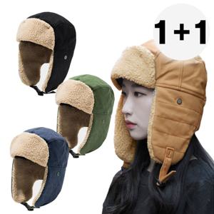 1+1 캔버스 뽀글 귀달이 모자 군밤모자 방한 털모자 (4color)