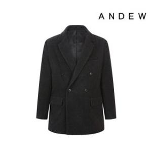 코리타 남성 따뜻한 캐시미어 헤링본 더블 하프코트