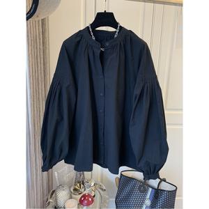 봄가을 여성 셔츠 남방 무지 퍼프 오버핏 빅사이즈 상의 화이트 블라우스