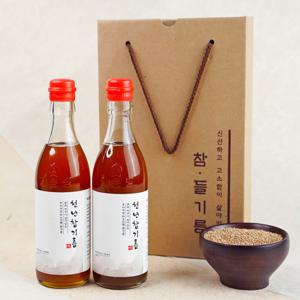 선물세트 저온압착 통참깨100% 천년 참기름+천년 참기름 350ml+350ml 선물포장