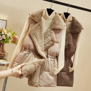 여성용 따뜻한 조끼 베스트 재킷 퍼카라 웜 패딩 조끼 민소매 코튼 코트