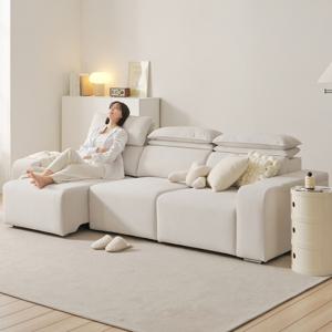 제로라인 이지클린 코모도 패브릭 전동 4인 쇼파 일체형 모션 슬라이딩 리클라이너 4인용 소파 베드