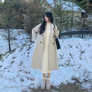 겨울 여성 울 코트 빅사이즈 루즈핏 보온 코트 정장 코트