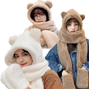 OMT 뽀글이 곰돌이 후드 머플러 목도리 OMF-HBEAR 겨울 털목도리 방한용품