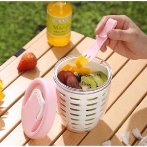 1/1+1 휴대용 과일 밀폐 용기 과일 도시락 샐러드 용기 650ml