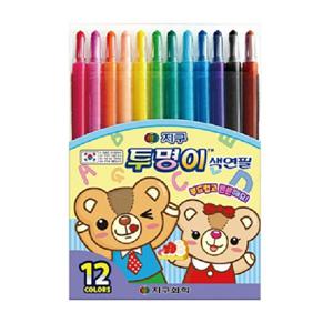 지구화학 샤프식색연필 투명이 12색 돌돌이색연필10개 좋은제품 빠른배송
