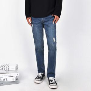 남자 남성 사계절 청바지 스판 워싱 찢어진 데님 팬츠