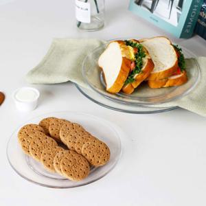 투명 강화 유리 평 접시 중형 22cm/플레이팅/앞접시/샐러드/디저트/그릇/식기/원형/예쁜접시/파스타/브런치