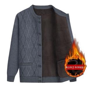 중장년 아빠 가을 겨울 기모 스웨터 외투 노인 니트 보온 옷 할아버지 가디건 남장