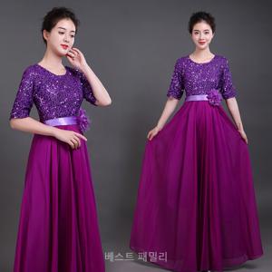 부잣집향상복 여성 성인 합창 벨벳 드레스 4XL 3.여성용 C