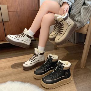 여성 하이탑 스노우부츠 키높이 방한 스니커즈 겨울 털부츠 통굽