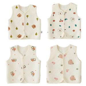 아기 일러스트 순면 누빔 조끼(신생아부터-3세까지)