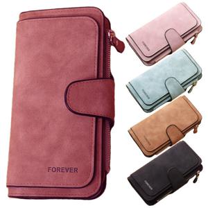 여성 스웨이드 똑딱이 장지갑 동전 카드 핸드폰 수납 미니 손 가방 파우치 핸드폰 수납 가능한 대용량 지갑