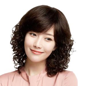 지비킹  중년여성 고온사 가발  웨이브  통가발 어머님 가발 항암가발
