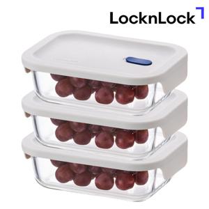 탑클라스 실리콘뚜껑 유리 밀폐용기 630ml 3개 직사각 반찬통 보관 유리 소분용기 TOP_LBG428Ts3