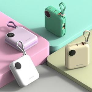 4in1 멀티 고속충전 팬시 미니 보조배터리 10000 빌트인 케이블 일체형