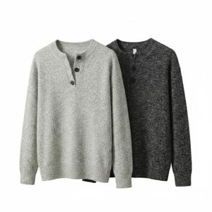 겨울 남자 포근한 감성 니트 스웨터 헨리넥 루즈넥 티셔츠 남성 라운드넥 가을 간절기 겸용