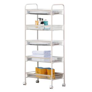 자우버탁 이동식 5단 메쉬 틈새 수납선반 (화이트)