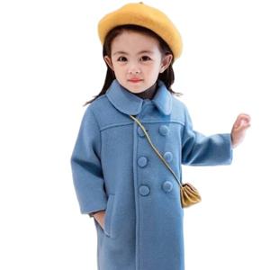 여자 아이 모직 코트 가을 겨울 신상 어린이 한국판 터틀넥 중장색 단색 모직 코트
