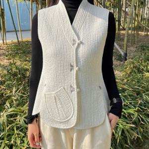 조선클로젯 2432겨울 여성로즈마리 솜누빔조끼 생활한복 개량한복 다흰