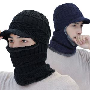 풀오버캡+넥워머 방한모자 기모창캡 비니 니트 털모자 겨울 남성 여성