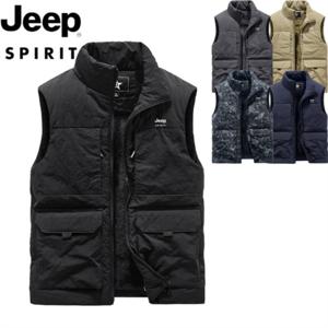 지프 JEEP SPIRIT 추동 남자 면조끼 기모 도톰 카고 조끼 멀티 포켓 차이나 조끼 남자 야상 패딩